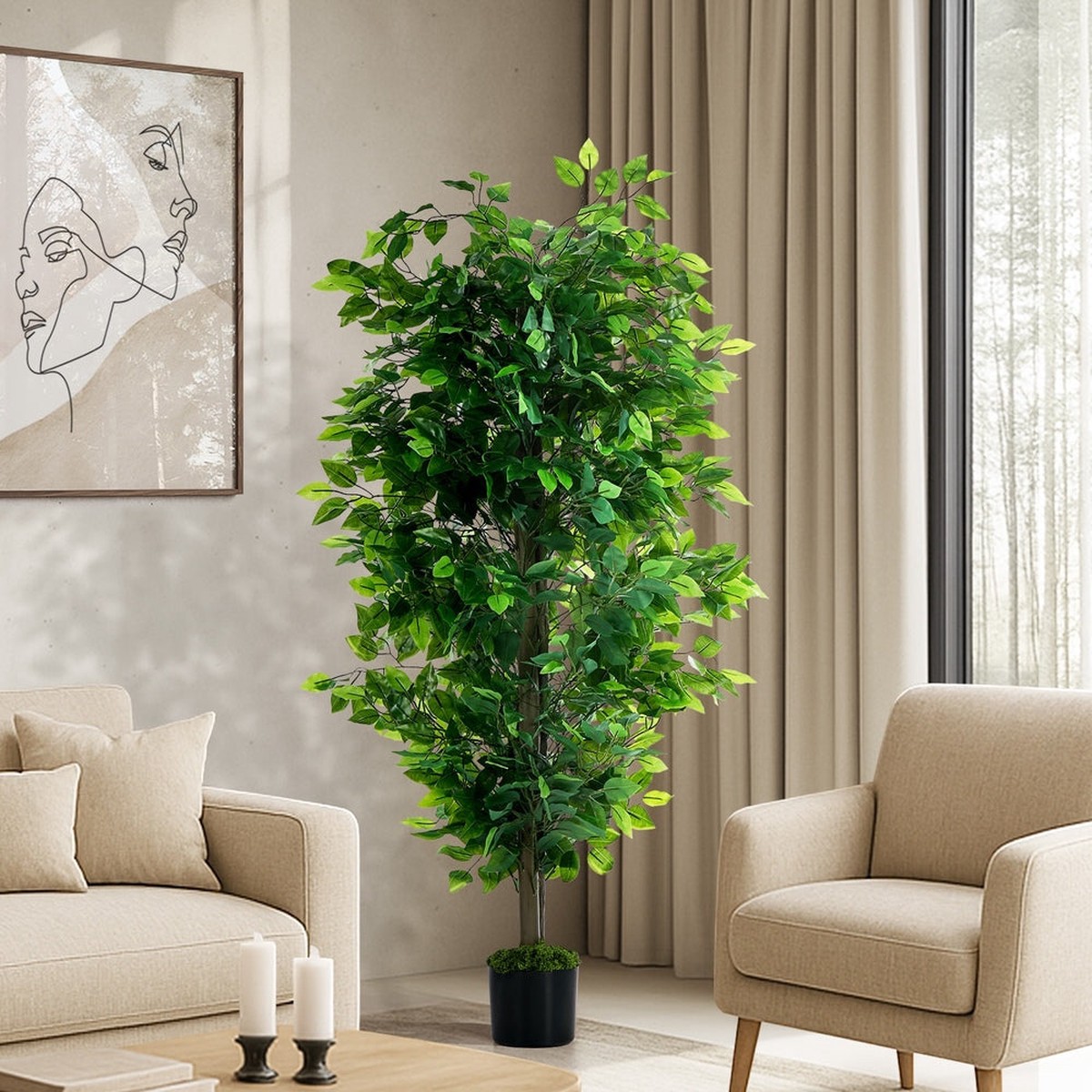 150cm Artificial Ficus Tree Potted Indoor |