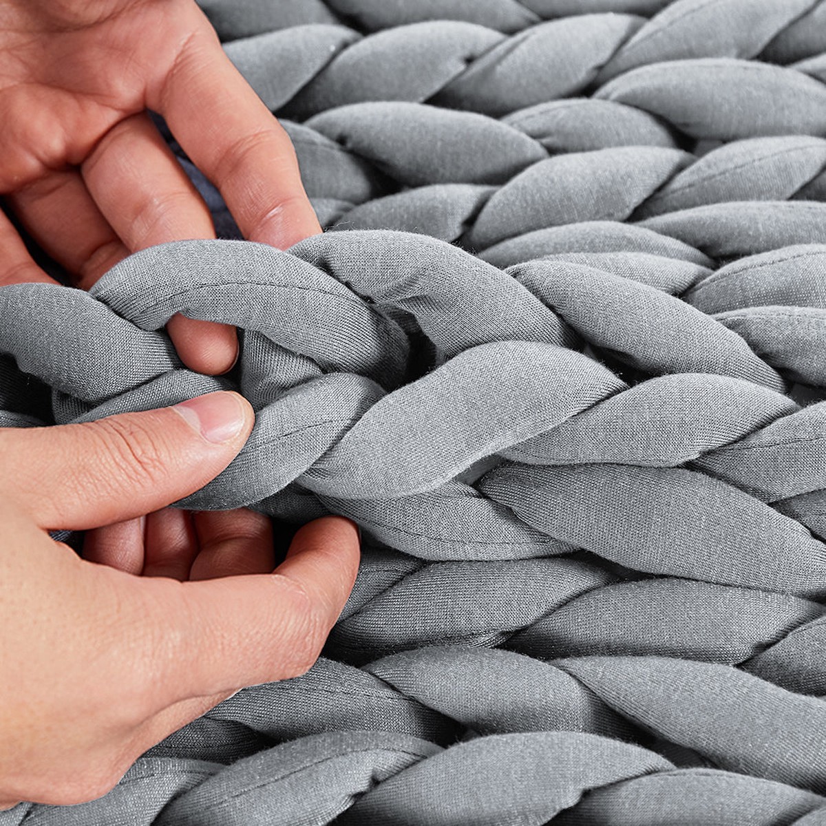 Compact Knitted Weighted Blanket Chunky Grey Kids Scandi Inspired