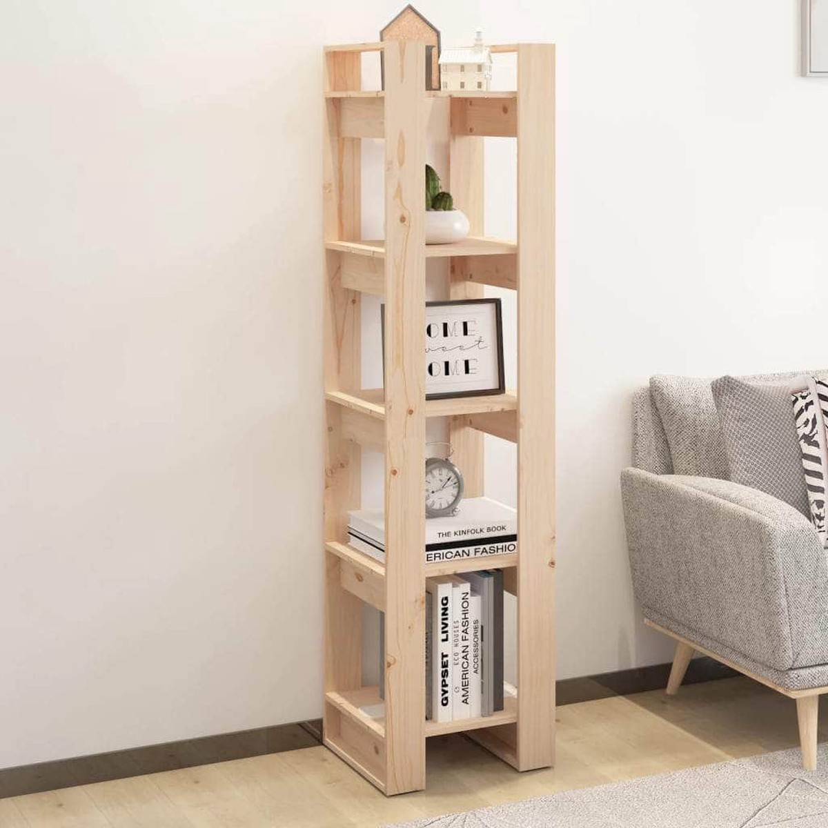 Bookcases/Room Divider Oak/White Solid Wood Pine - Oak