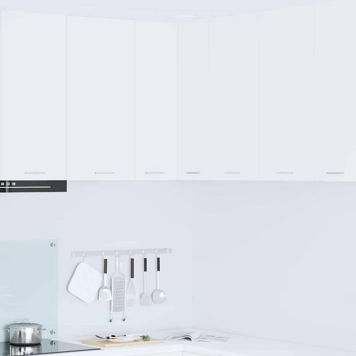 Functional Hanging Cabinet Riga White Engineered Wood - High