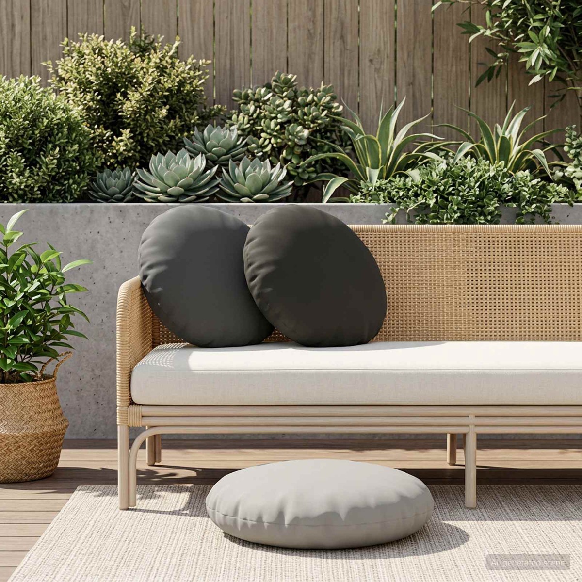 Outdoor Cushion Black Polyester