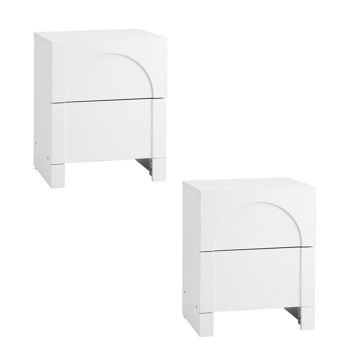 Bedside Table 2 Drawers Side Table White - 2Pc