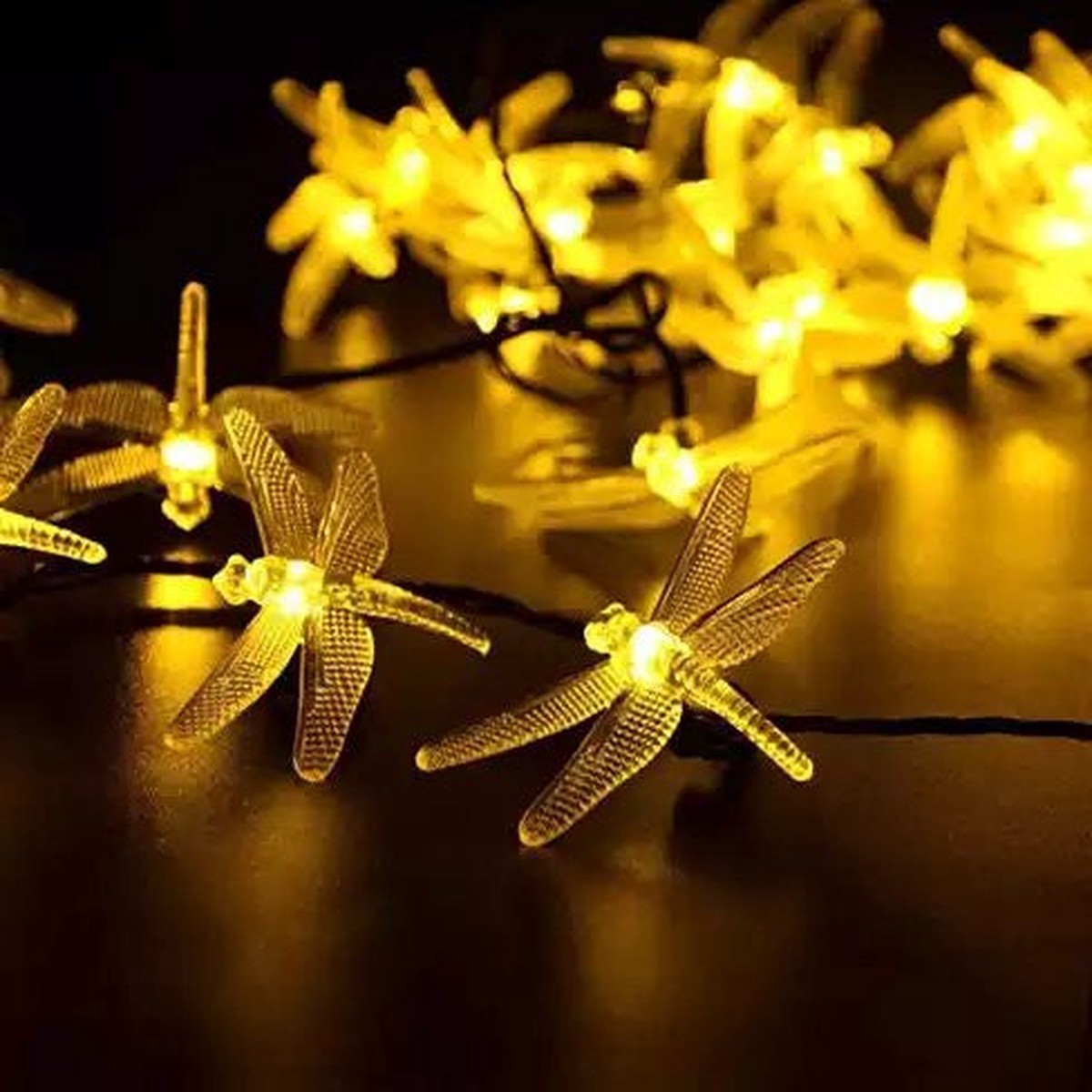 Solar Powered DragonFly LED Light String - Bright White